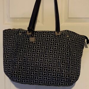 Tommy Hilfiger Navy and White Patterned Tote